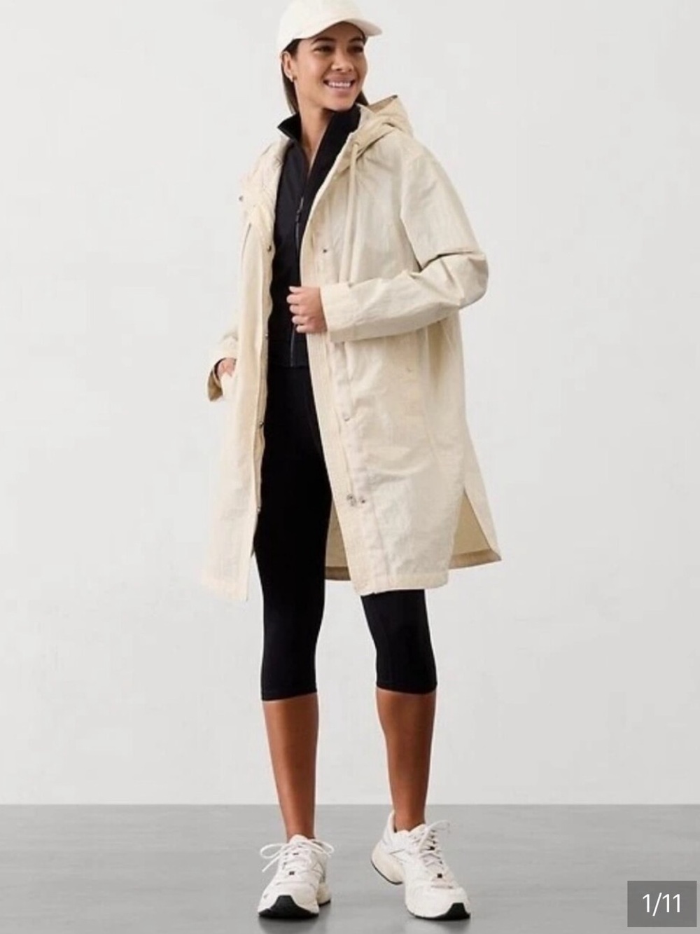 NWT Athleta Everywhere Anorak Cream Hooded Rain Coat